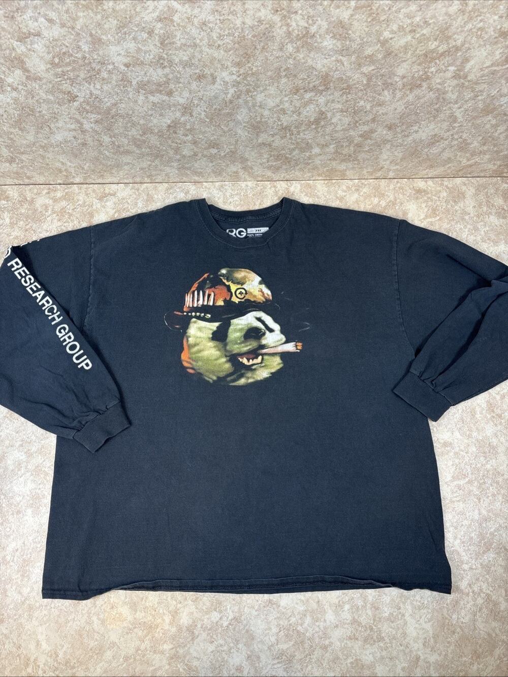 LRG Lifted Research Group T-shirt 2XL Black Long Sleeve Y2K Panda JJT